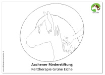 Ausmalbild Logo oval Grüne Eiche Reittherapie Aachen 