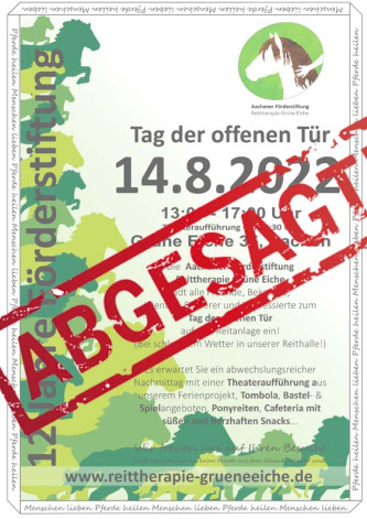 Tag der offenen Tür Reittherapie Grüne Eiche Aachen 2021 Stolberg Roetgen Monschau